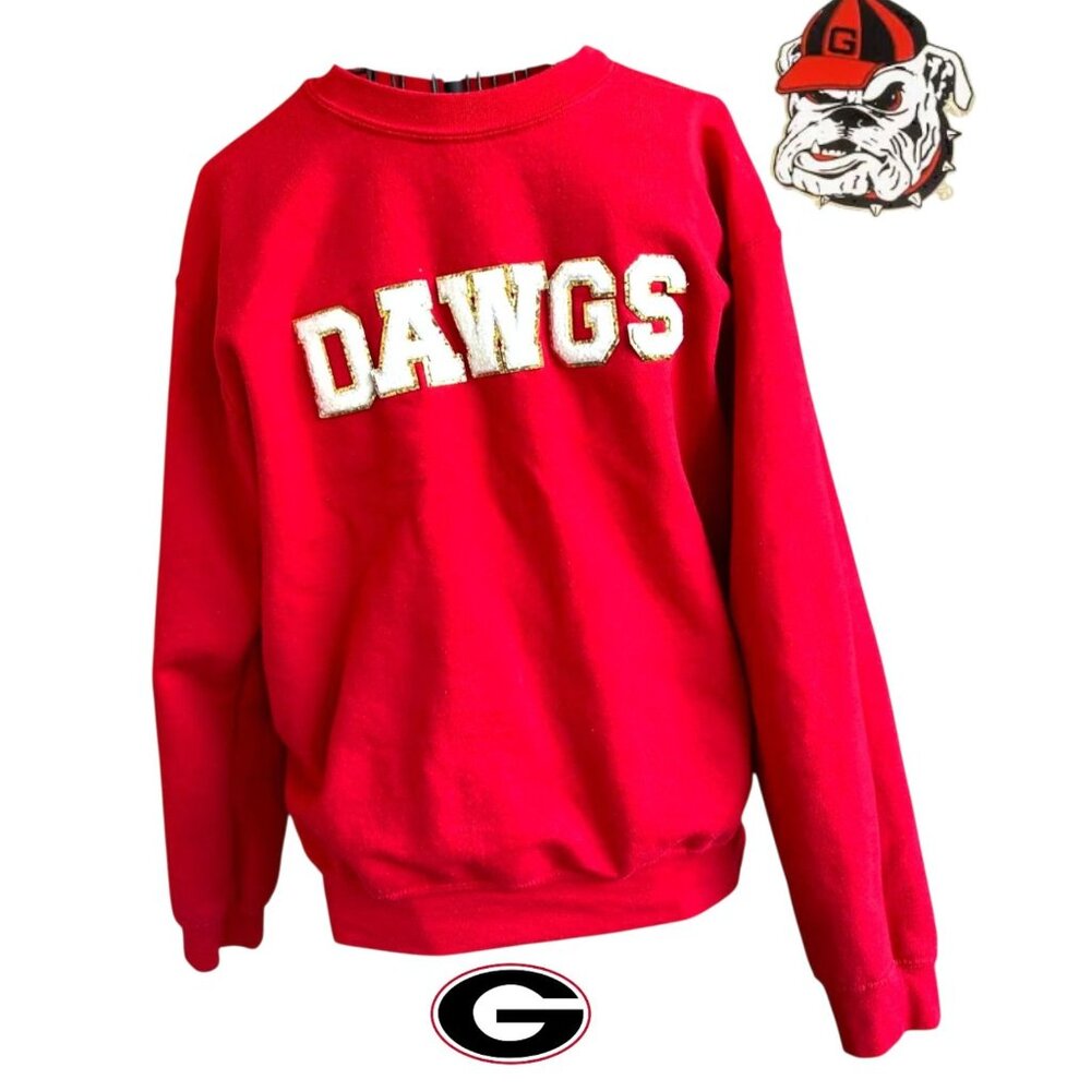 Christmas Georgia Bulldogs Glitter Sweatshirt Unisex Small Red Dawgs Football